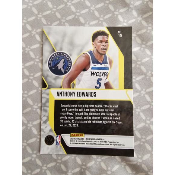 Anthony Edwards 2023-24 Panini Phoenix #19 - Fade To Black - Timberwolves - Picture 2 of 2
